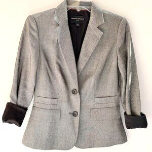 Banana Republic Gray Fitted Pocket Blazer Jacket Sz 0P